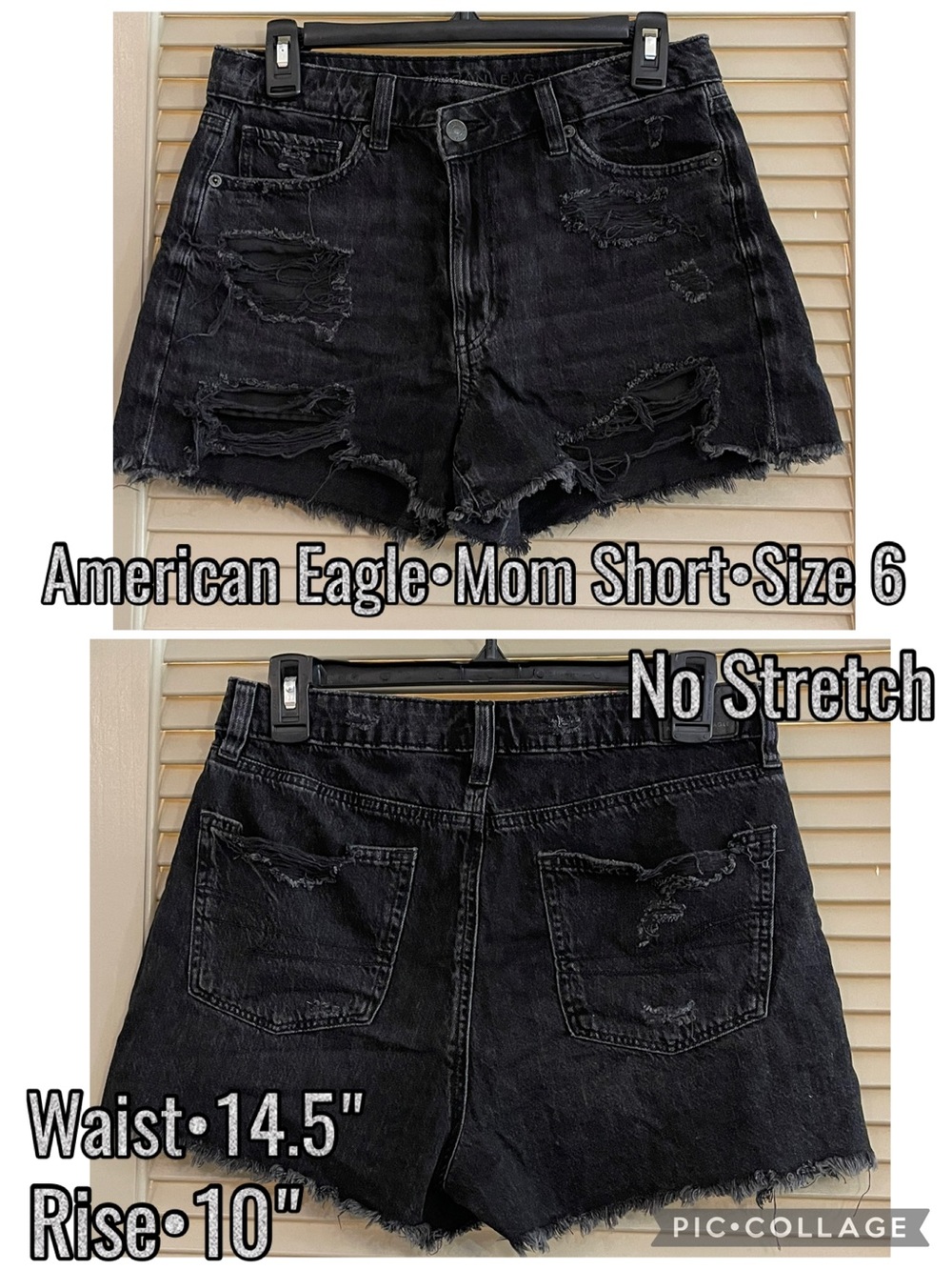 American Eagle Outfitters Black Distressed Mom Jean Shorts